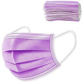 Purple Medical Surgery Disposable Masks 3 Layer Breathable Stretchable Elastic Ear Loops