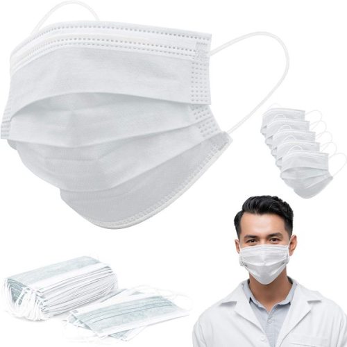 White Medical Surgery Disposable Masks 3 Layer Breathable Stretchable Elastic Ear Loops