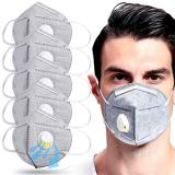 Grey Face Masks With Breathing-Valve, Filter Efficiency≥95% 5 Layers Masks