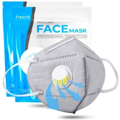 20 Pcs Grey Face Masks With Breathing-Valve, Filter Efficiency≥95% 5 Layers Masks
