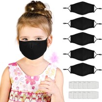 Washable Reusable Adjustable 3 Layers Kids Cotton Face Masks with Replacement Filters