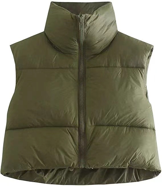 Cotton Puffer Crop Vest Down Jacket