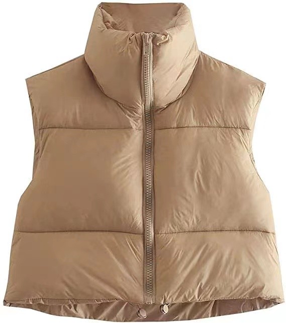 Cotton Puffer Crop Vest Down Jacket