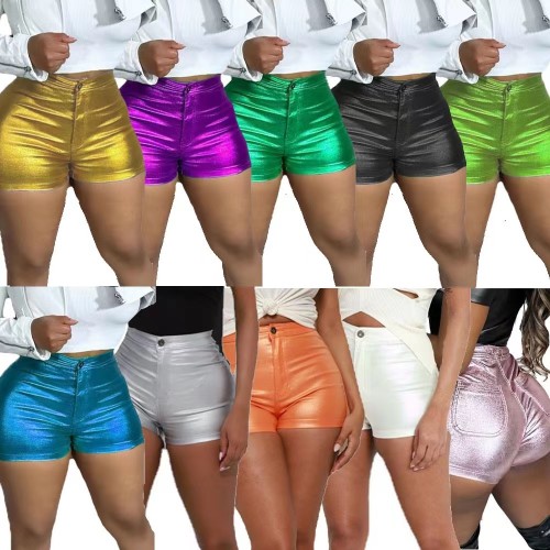 Hot Selling Faux Leather Shorts High Stretch