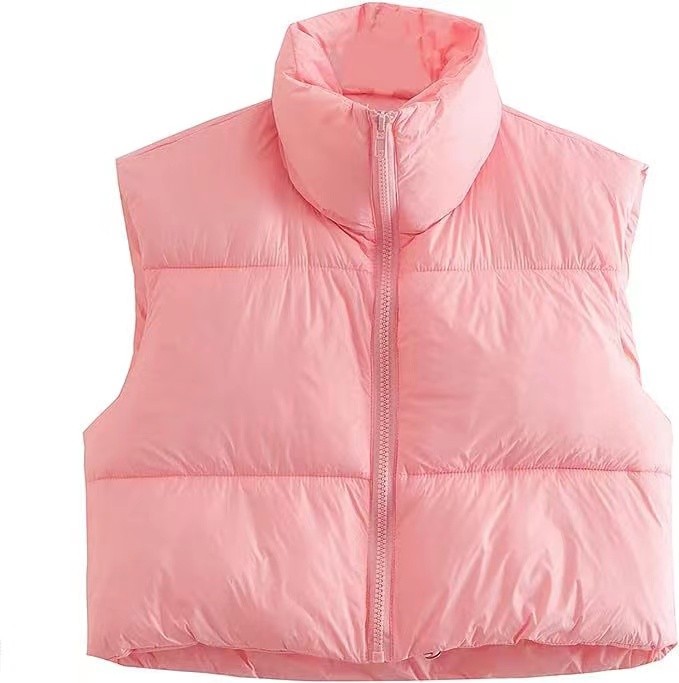 Cotton Puffer Crop Vest Down Jacket