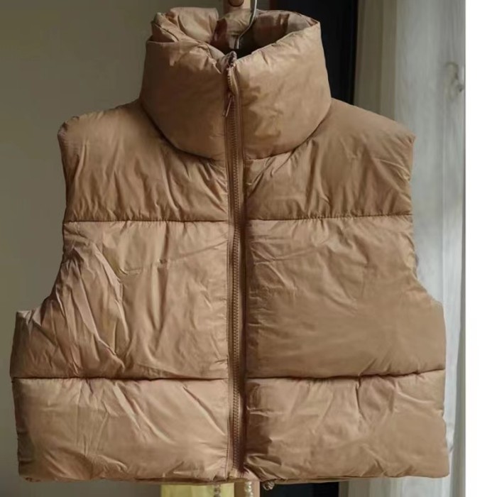 Cotton Puffer Crop Vest Down Jacket