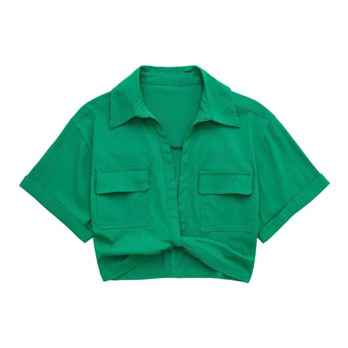 New Cotton And Linen Crop Top Tee Shirt