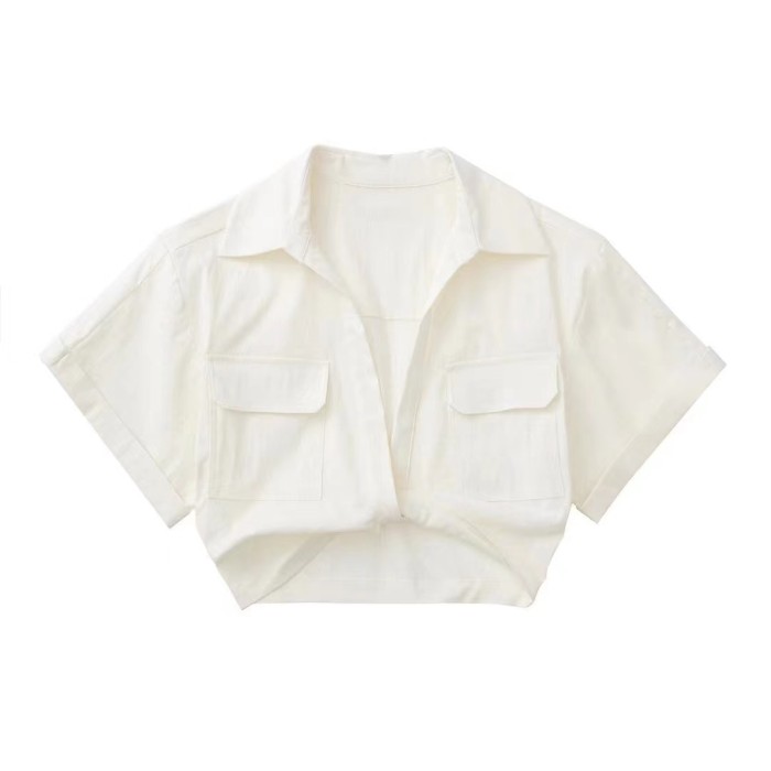 New Cotton And Linen Crop Top Tee Shirt 