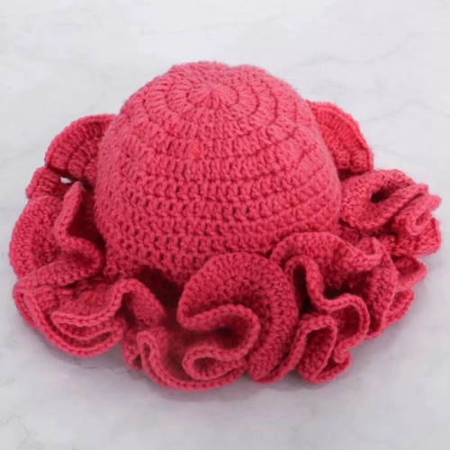 Handmade Falbala Knit Hats Solid Color