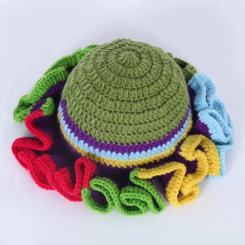 Handmade Falbala Knit Hats Color Mixtrue