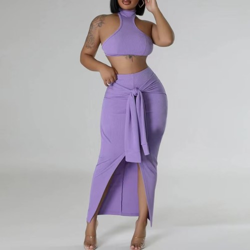 Sexy Rib Tank Top Maxi Skirt Set