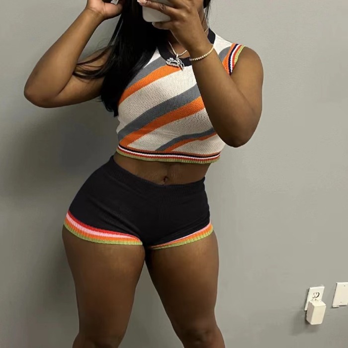 Knit Tank Top And Shorts Set