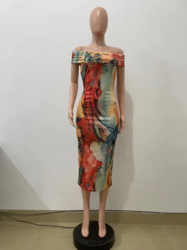 Off Shoulder Bodycon Midi Dress