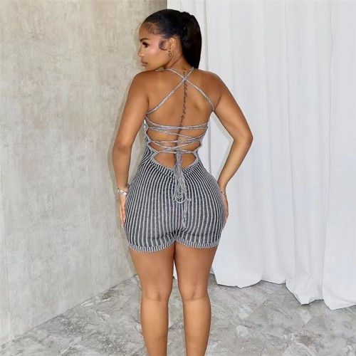 Knit Lace Up Sexy Knitted Jumpsuit