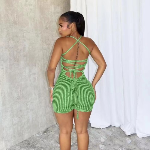 Knit Lace Up Sexy Knitted Jumpsuit