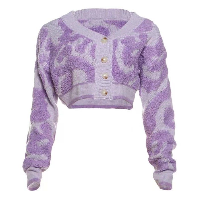 Fall Winter Knit Crop Jacket Cardigan Sweater