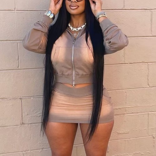 Acid Washed Two Piece Skirt Set