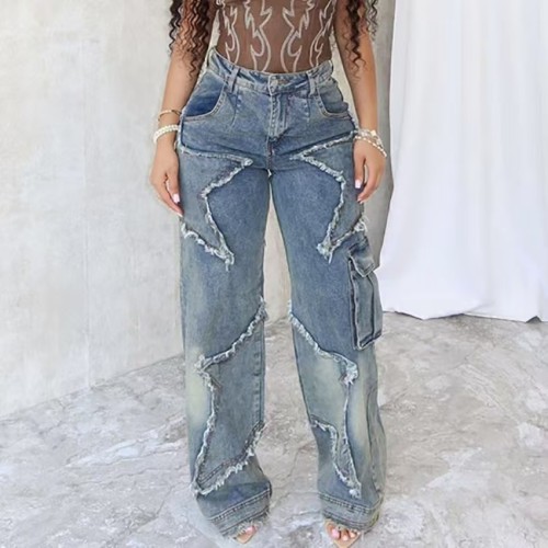 Star Shape Straight Casual Jeans 