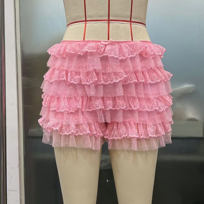 Cute Flouncing Lace Shorts