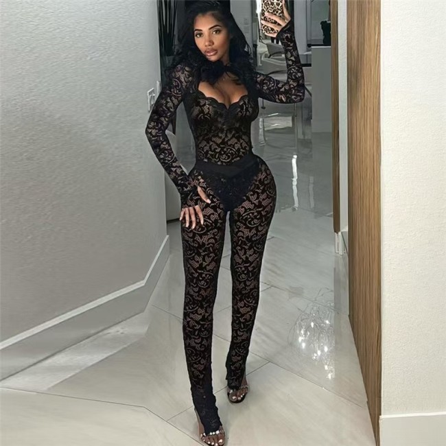 Sexy Black Mesh Two Piece Set