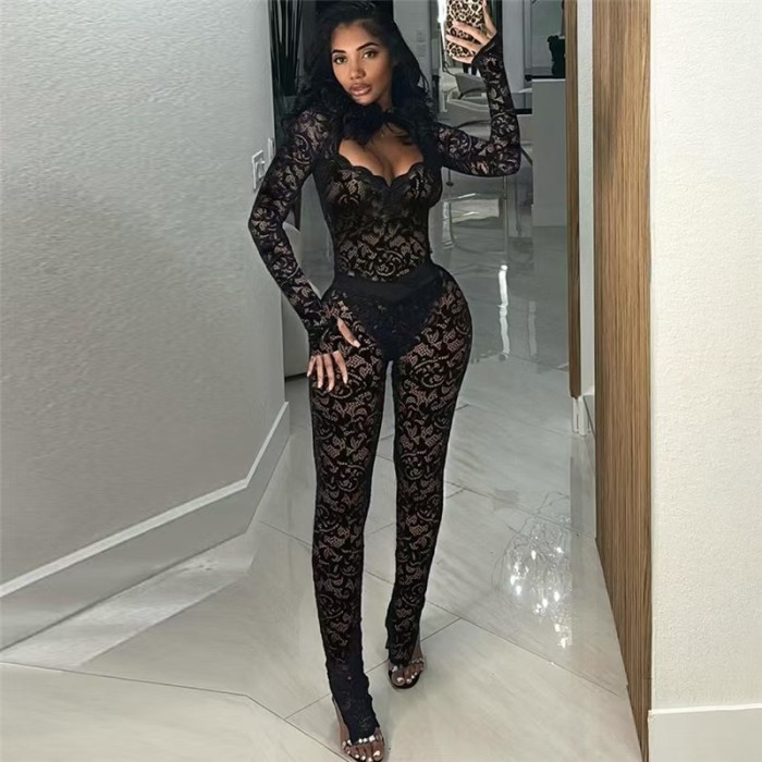 Sexy Black Mesh Two Piece Set