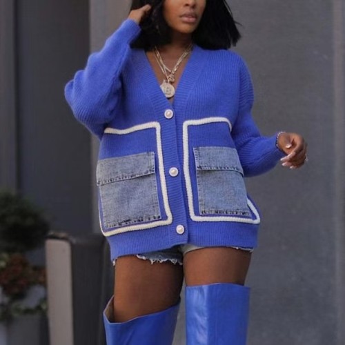 Denim Patchwork Cardigan Top