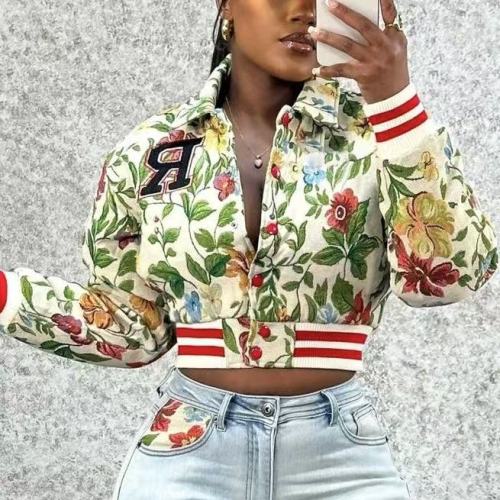 Floral Jacquard Crop Jacket