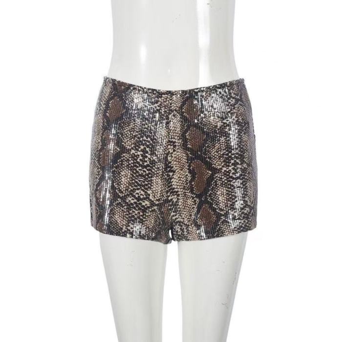 Leopard Sequin Shorts High Stretch