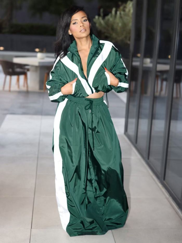 Two Piece Wide Flare Tracksuit Jogging Set