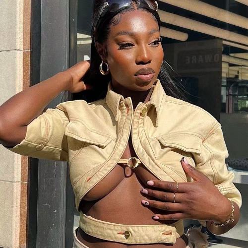 Sexy Cream Hollow Out Crop Top