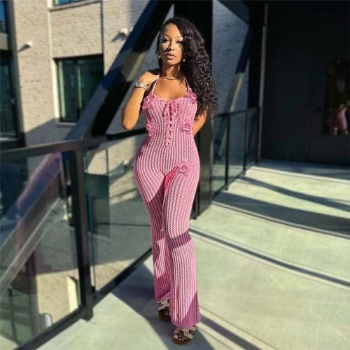 Summer Sexy Knit Halter Jumpsuit
