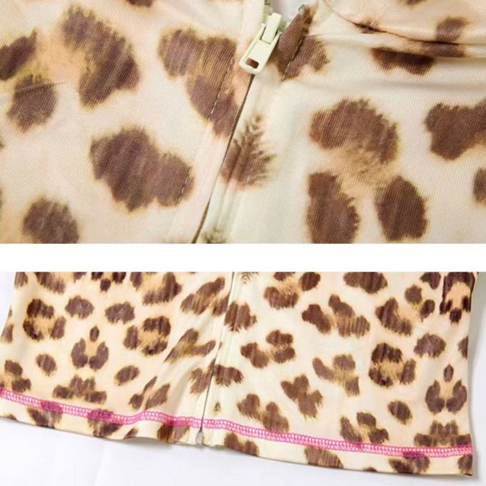 Cute Pink Leopard Hoodie Flare Set