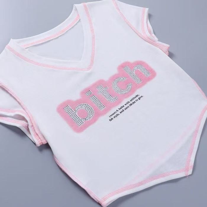 Rhinestone Graphic Crop Top