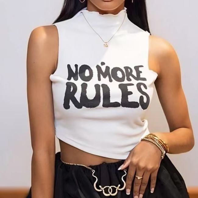 White Graphic Crop Tank 