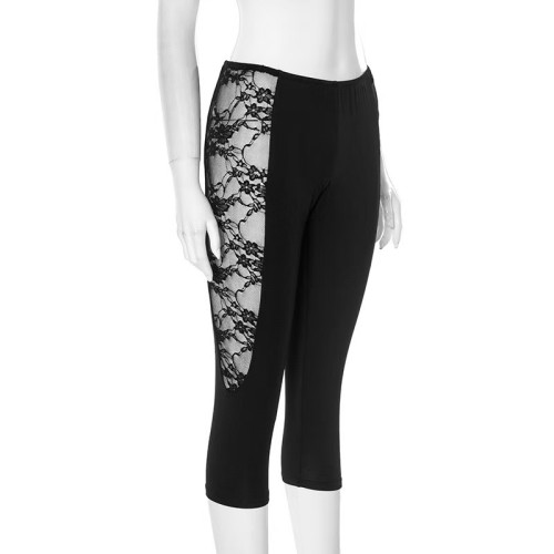 Black Lace Patchwork Half Pants
