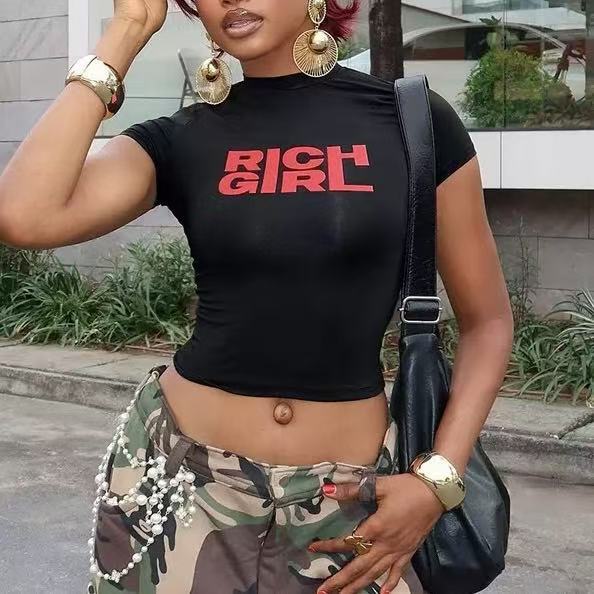 Graphic Crop Top Tee Womens