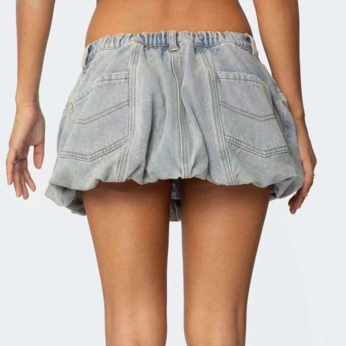 Denim Bubble Mini Skirt 