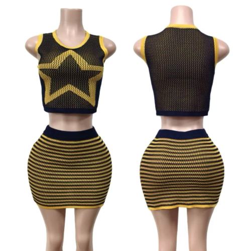 Knit Tank Top 2 Piece Skirt Set 