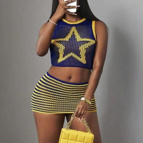 Knit Tank Top 2 Piece Skirt Set 