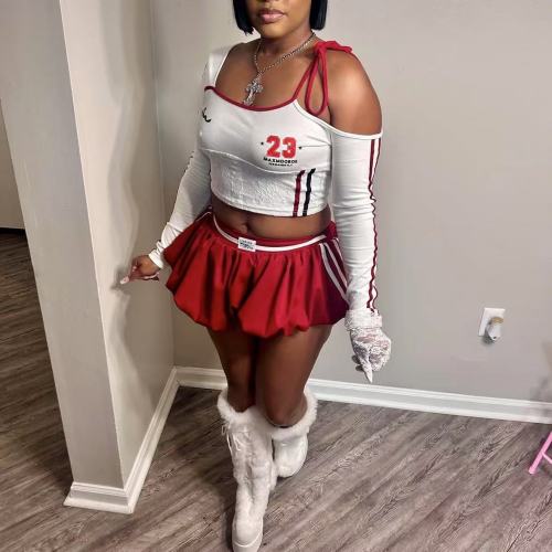 Red 2 Piece Skirt Matching Set