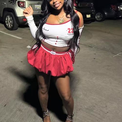 Red 2 Piece Skirt Matching Set
