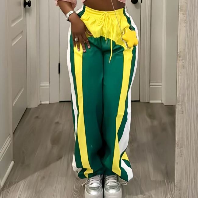 Patchwork Casual Pants Waist Stretch