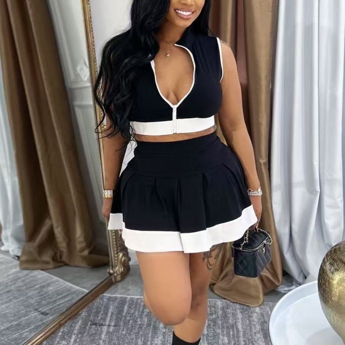 Rib Casual 2 Piece Mini Skirt Matching Set