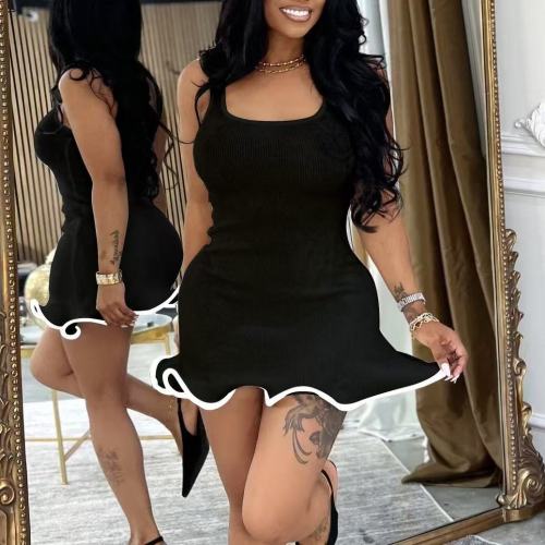 Rib Wavy One Piece Mini Dress 