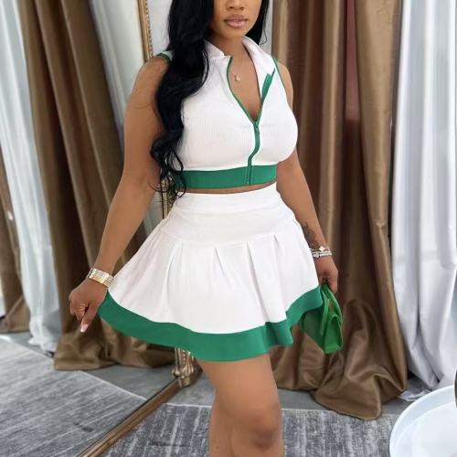 Rib Casual 2 Piece Mini Skirt Matching Set