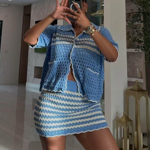 Knit 2 Piece Mini Skirt Set