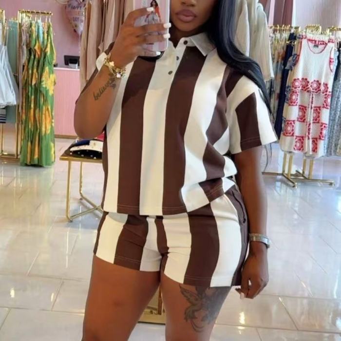 striped shirt and shorts set, striped co ord set, blue and white striped two piece set