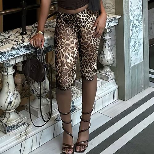 Leopard Print High Stretch Half Shorts
