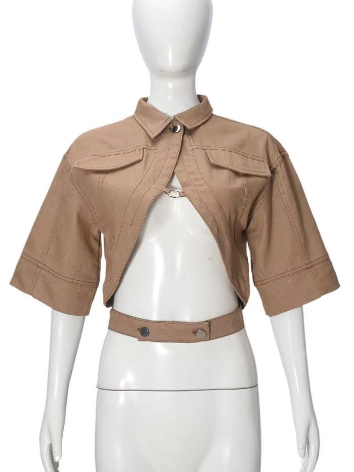 Sexy Cream Hollow Out Crop Top