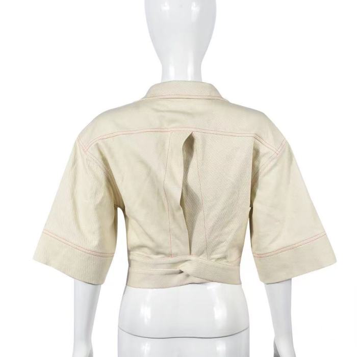 Sexy Cream Hollow Out Crop Top